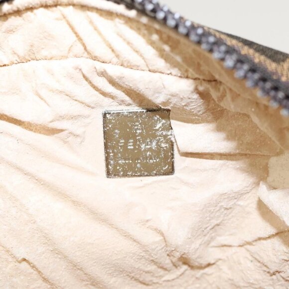 FENDI Zucca Canvas Pouch Brown Black Silver Auth - Picture 9 of 16